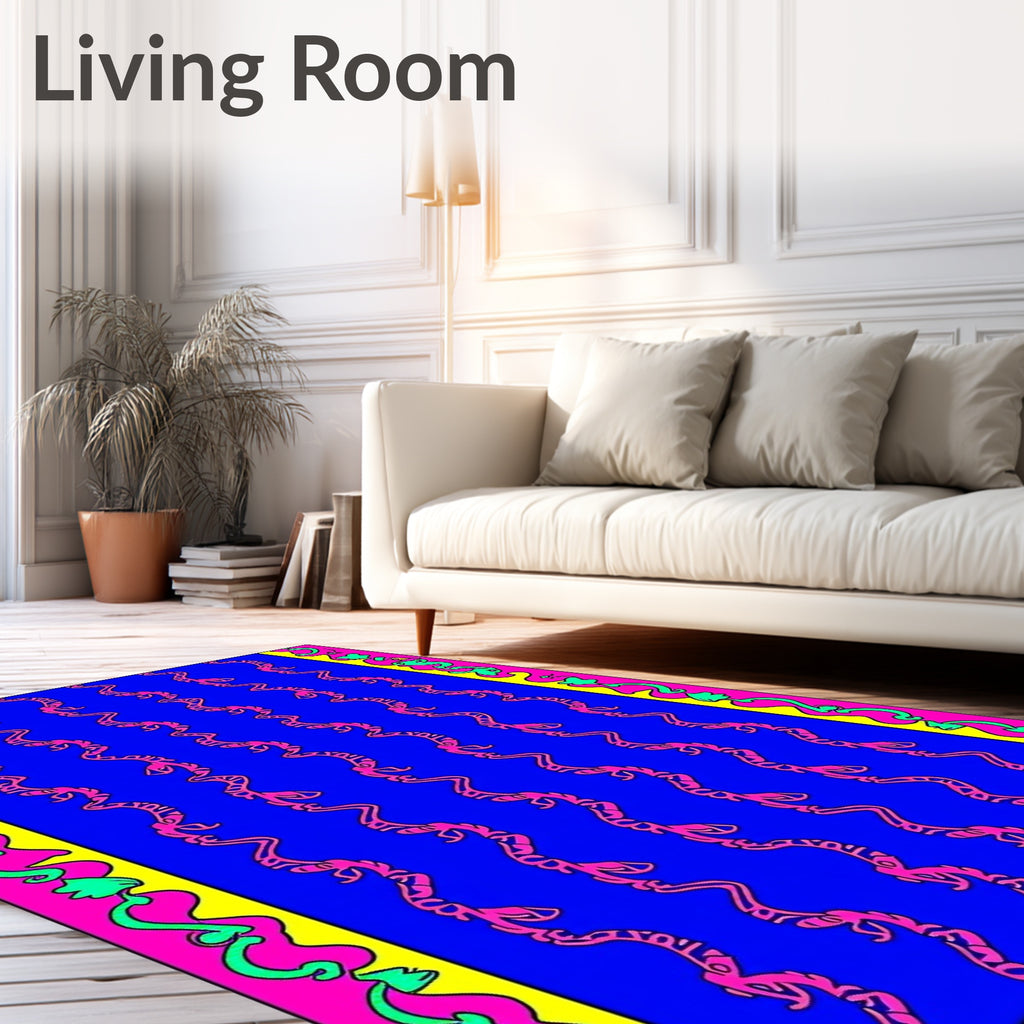 Bold Pink Serpent Vertical Stripe Rug