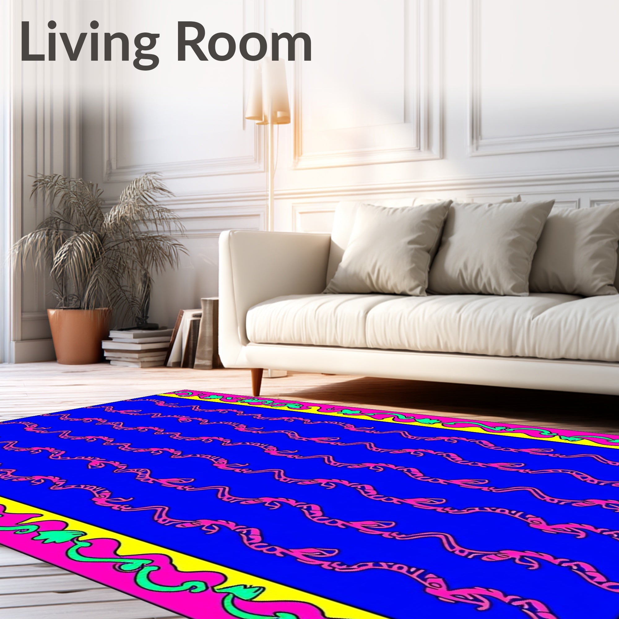 Bold Pink Serpent Vertical Stripe Rug