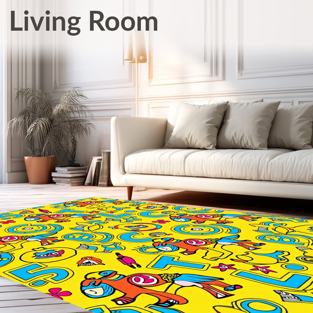 Whimsical Orange Horse Alphabet Kids Rug