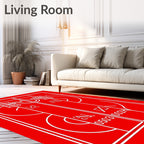 Red White Bold Graphic Abstract Rug