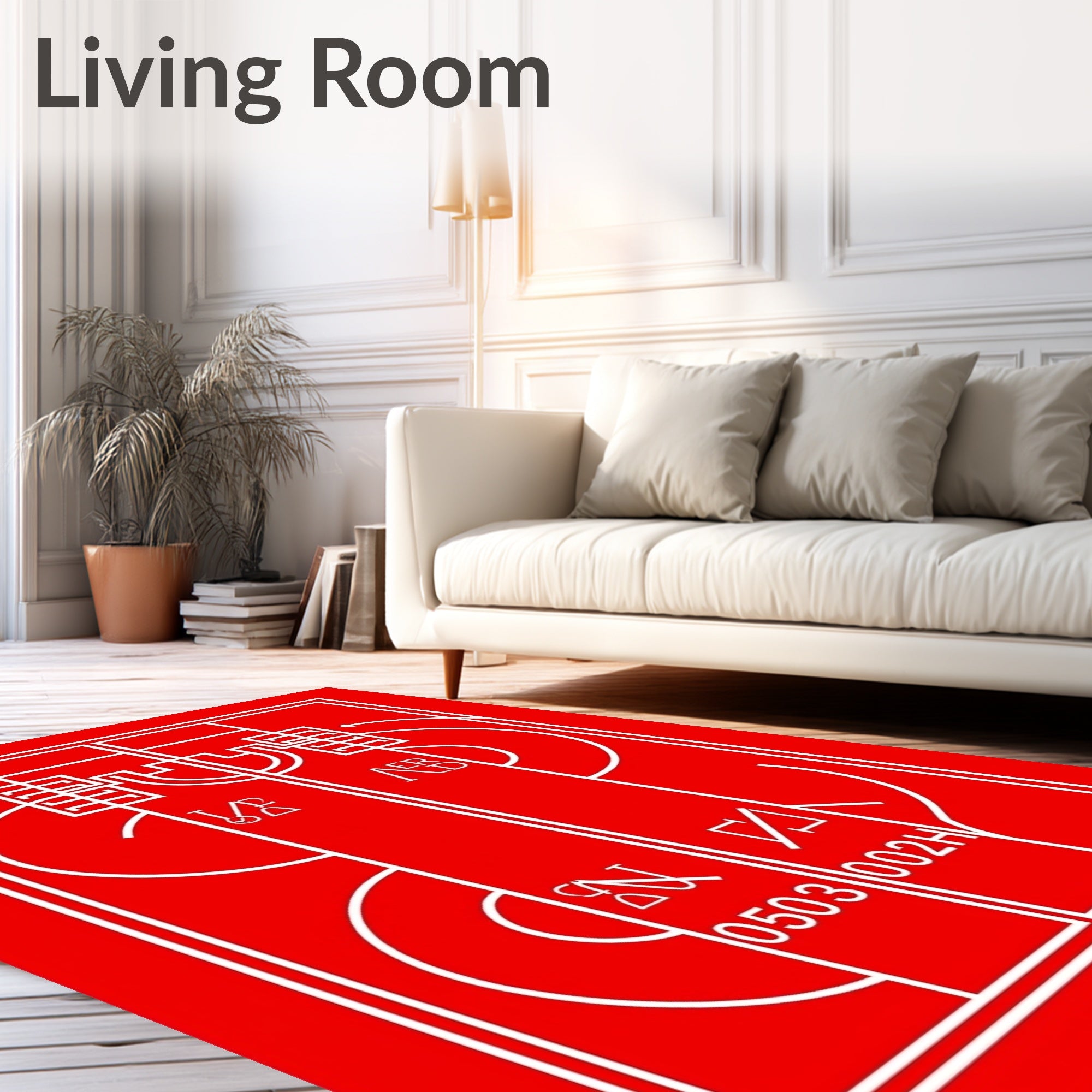 Red White Bold Graphic Abstract Rug