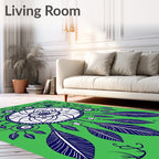 Green Dreamcatcher Feather Botanical Art Rug