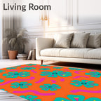 Orange Floral With Pink Swirls Rug