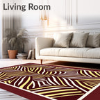 Maroon Cream Abstract Zebra Stripes Rug