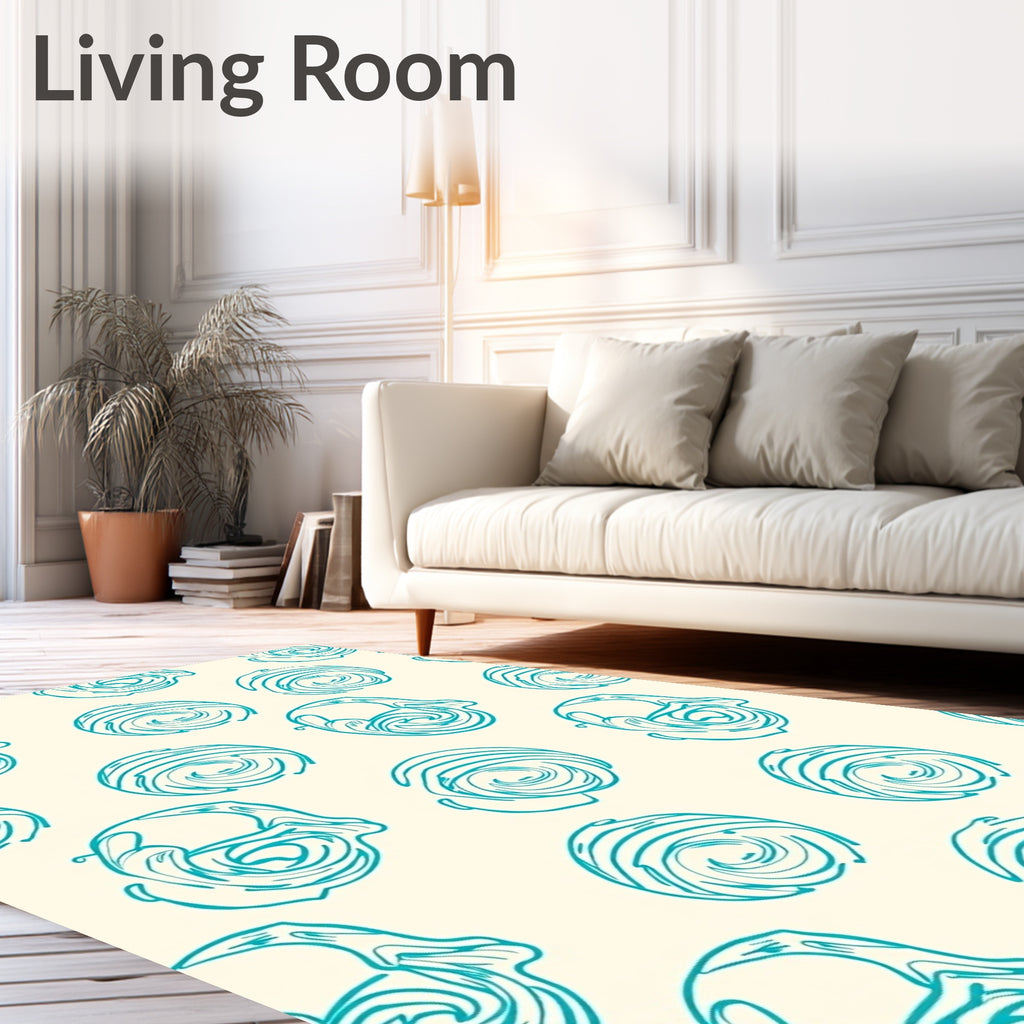Teal Swirl Abstract Circles Rug