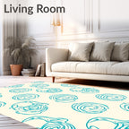Teal Swirl Abstract Circles Rug
