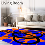 Bold Orange Blue Figure Ball Rug