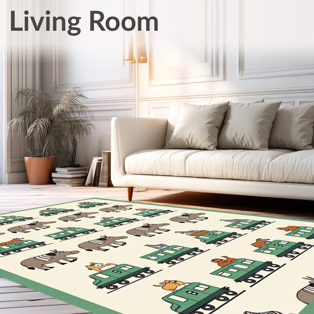 Safari Animals Train Collection Rug