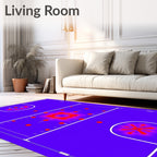 Crimson Red Sunburst Court Rug