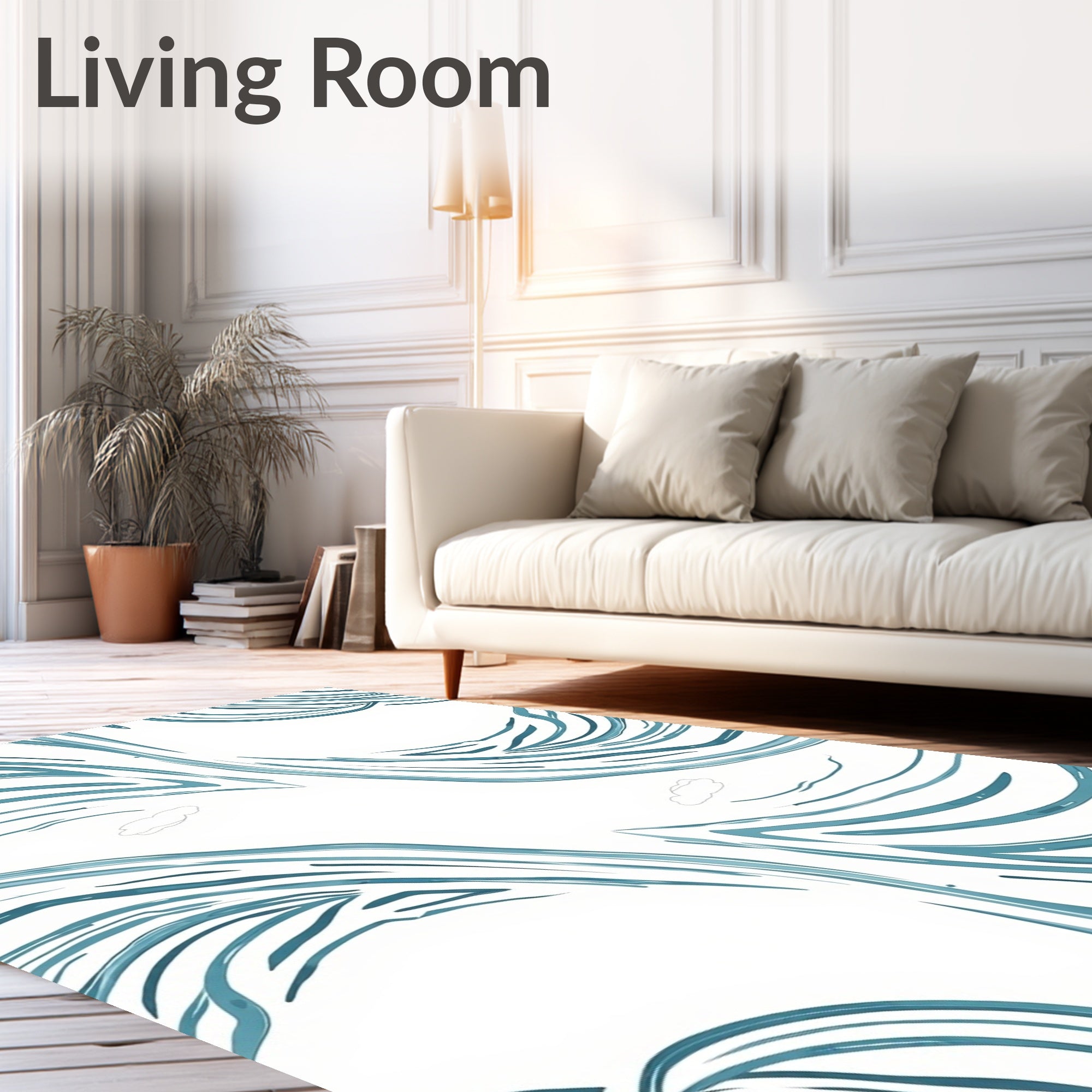 Deep Teal Brushstroke Flow Rug