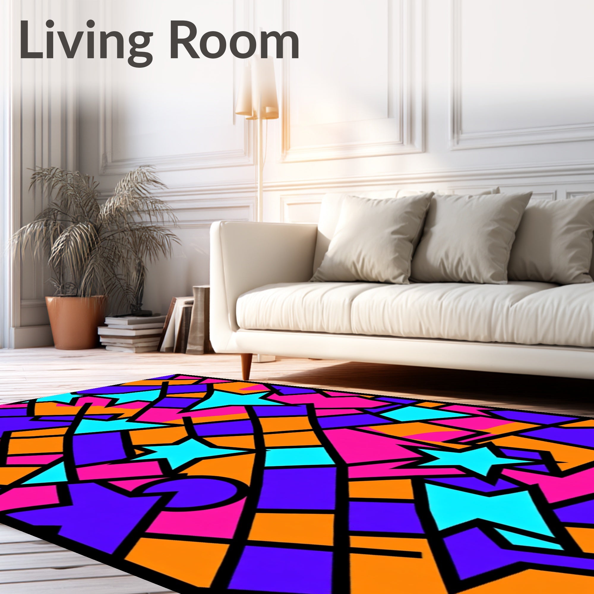 Neon Starburst Geometric Collage Rug