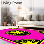 Vibrant Pink Yellow Crest Shield Rug