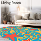 Radiant Yellow Starburst Abstract Garland Rug