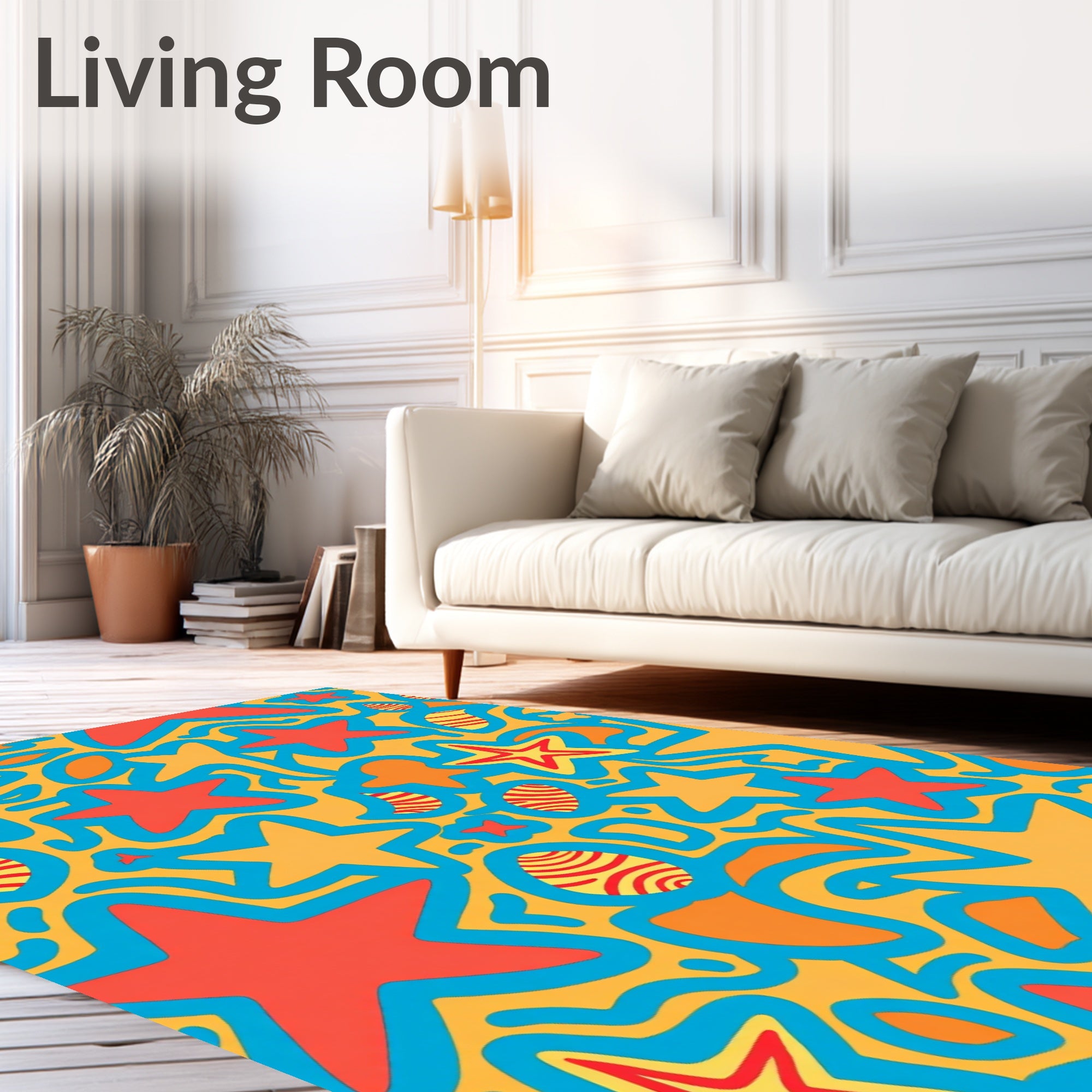 Radiant Yellow Starburst Abstract Garland Rug