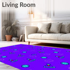 Purple Retro Stamp and Compass Collection Rug