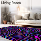 Vibrant Neon Swirl Heart Rug