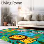 Jungle ABC Animals Teal Rug