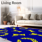 Blue Gold Trophy Laurel Repeat Rug