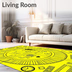 Vibrant Yellow Circular Collage Rug