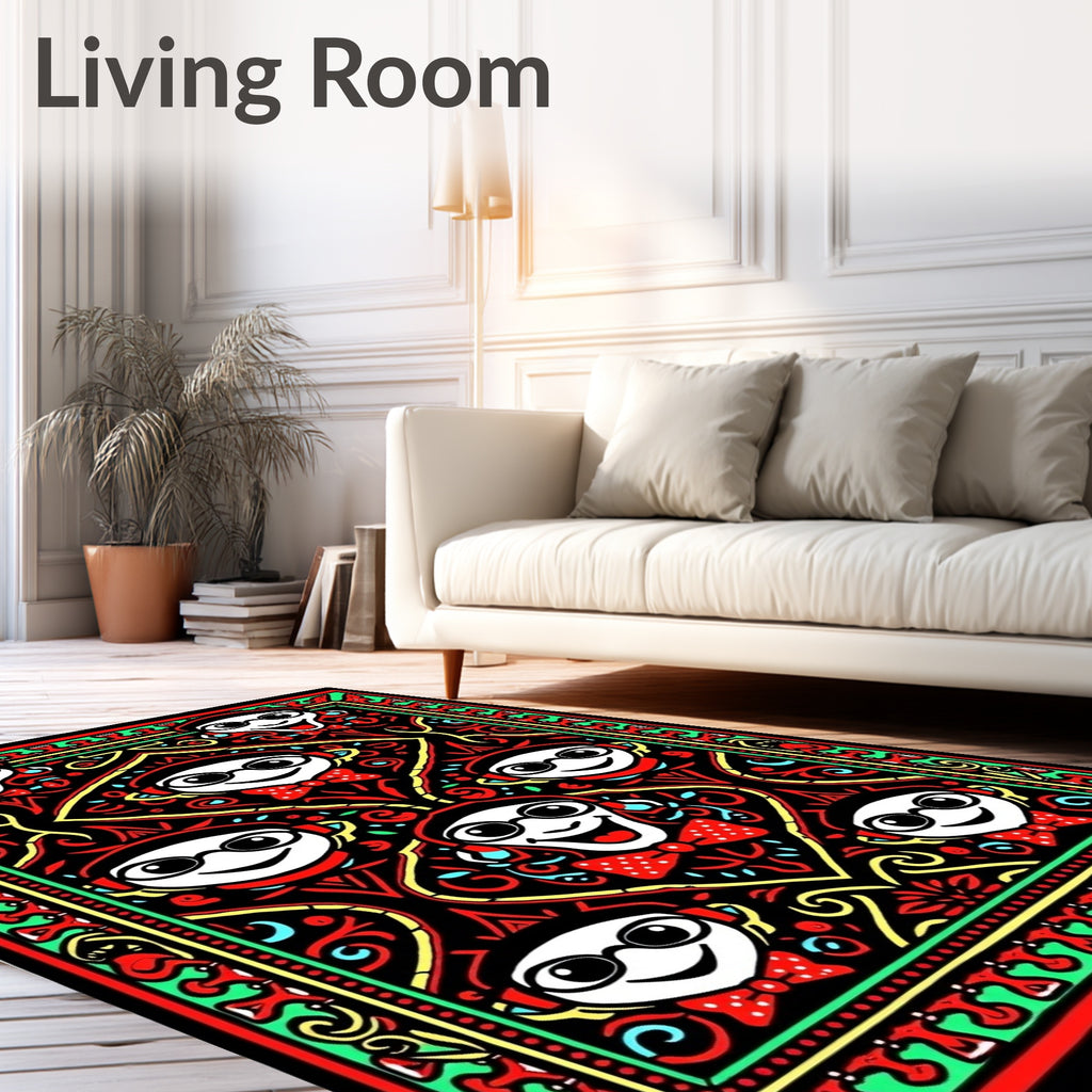 Funky Red Headset Character Medallion Rug