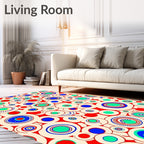 Red Circles With Blue Green Accents Rug
