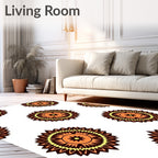 Orange Yellow Sunburst Medallion Rug