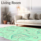 Aqua Coastal Leaf Swirl Rug