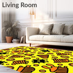 Tribal Creatures Orange Yellow Rug