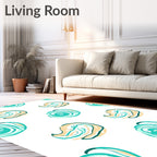 Teal Cream Swirl Abstract Forms Rug