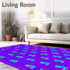 Retro Aqua Flamingo Grid Rug