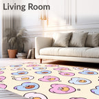 Playful Pink Blue Bear Heart Balloons Rug