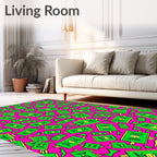 Vibrant Green Money Bills Fuchsia Field Rug