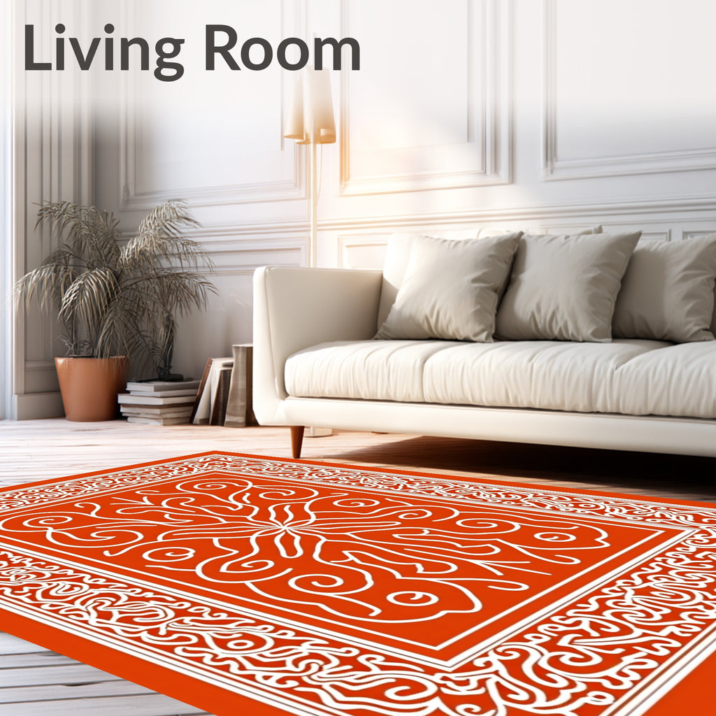 Coral White Intricate Scroll Medallion Rug