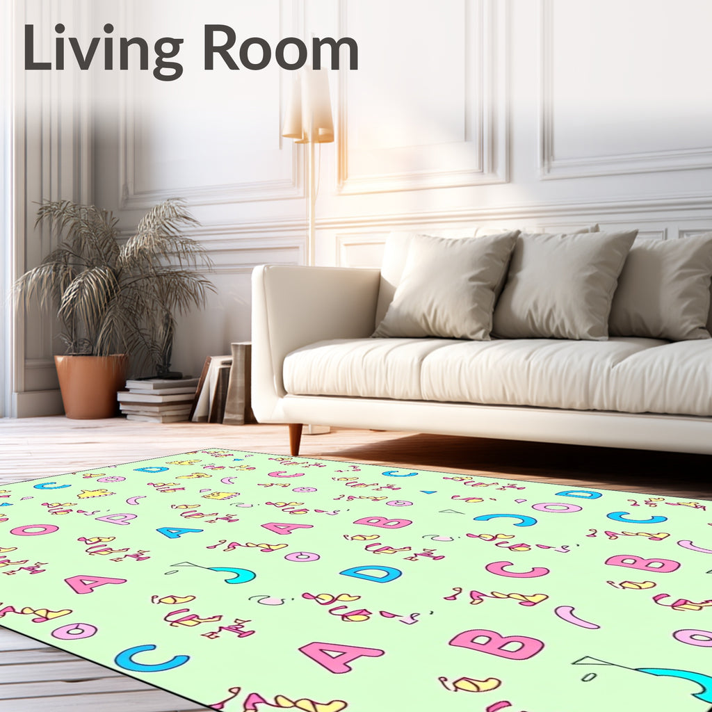 Playful Alphabet Pastel Grid Rug