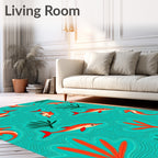 Coral Dolphins Sea Life Aquatic Scene Rug