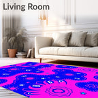 Vibrant Blue Pink Alphabet Blobs Rug