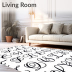 Elegant Black Script Alphabet Collection Rug