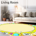 Playful Yellow Multi-shape Mandala Rug