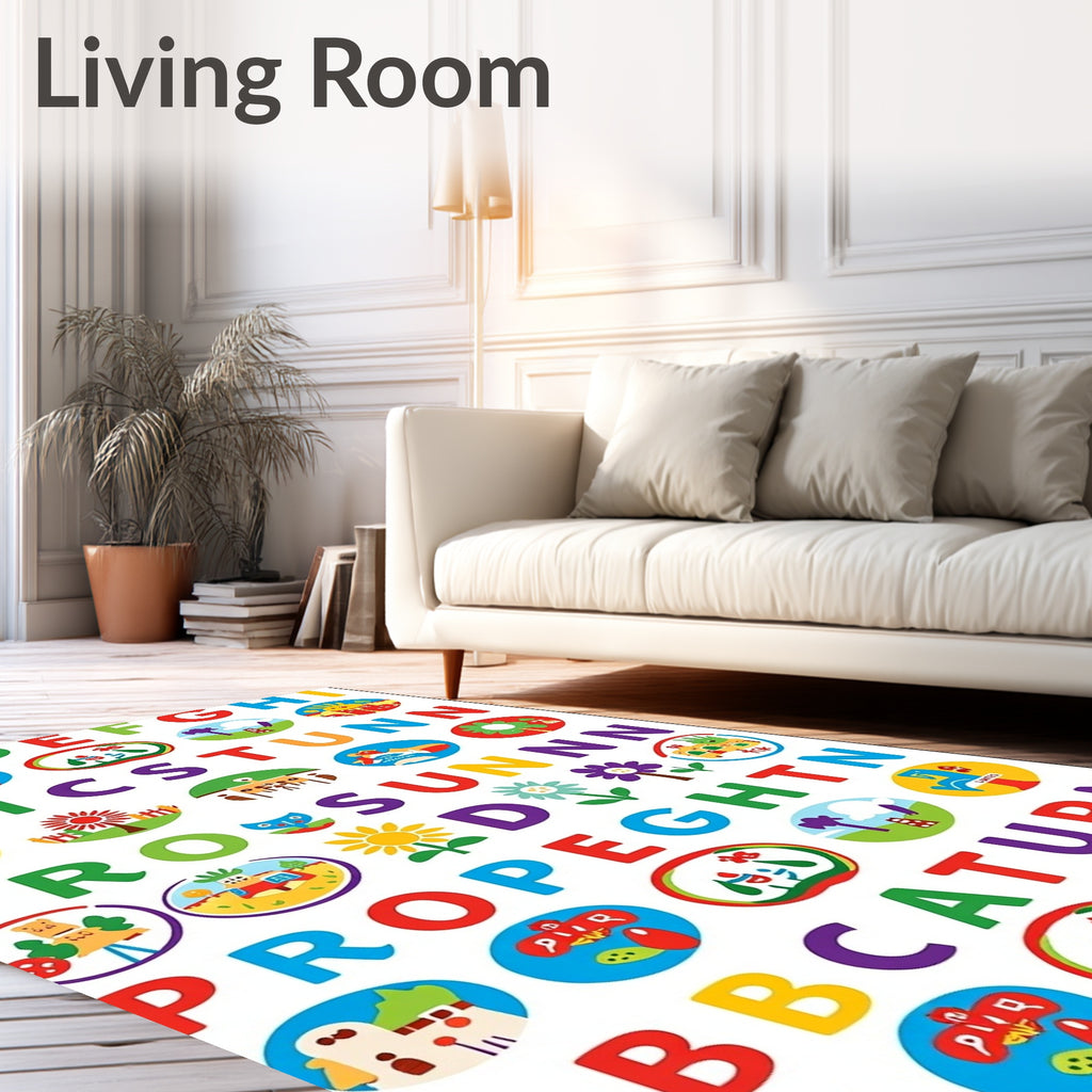 Colorful Alphabet and Playful Landscapes Rug