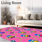 Whimsical Pink Robot Abstract Play Rug