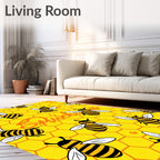 Yellow Honeycomb Bees Rug