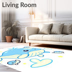 Cute Blue Whales Yellow Stars Splash Rug