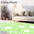 Light Green Whimsical Floral Scattered Rug