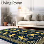 Antique Gold Woodland Animal Medallion Rug