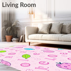 Pink Alphabet Fruits And Leaves Rug
