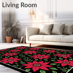 Crimson Poinsettia Bloom Arrangement Rug