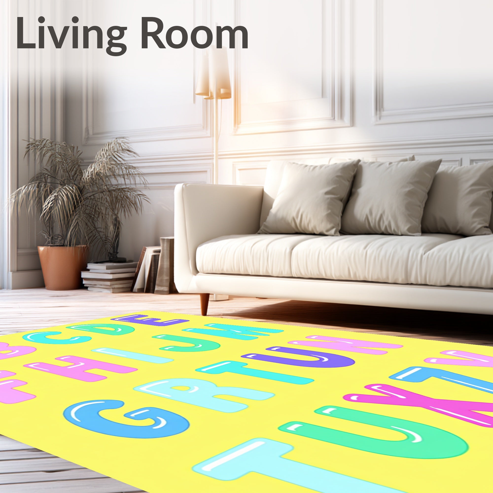 Pink Teal Purple Alphabet Bubble Letters Rug