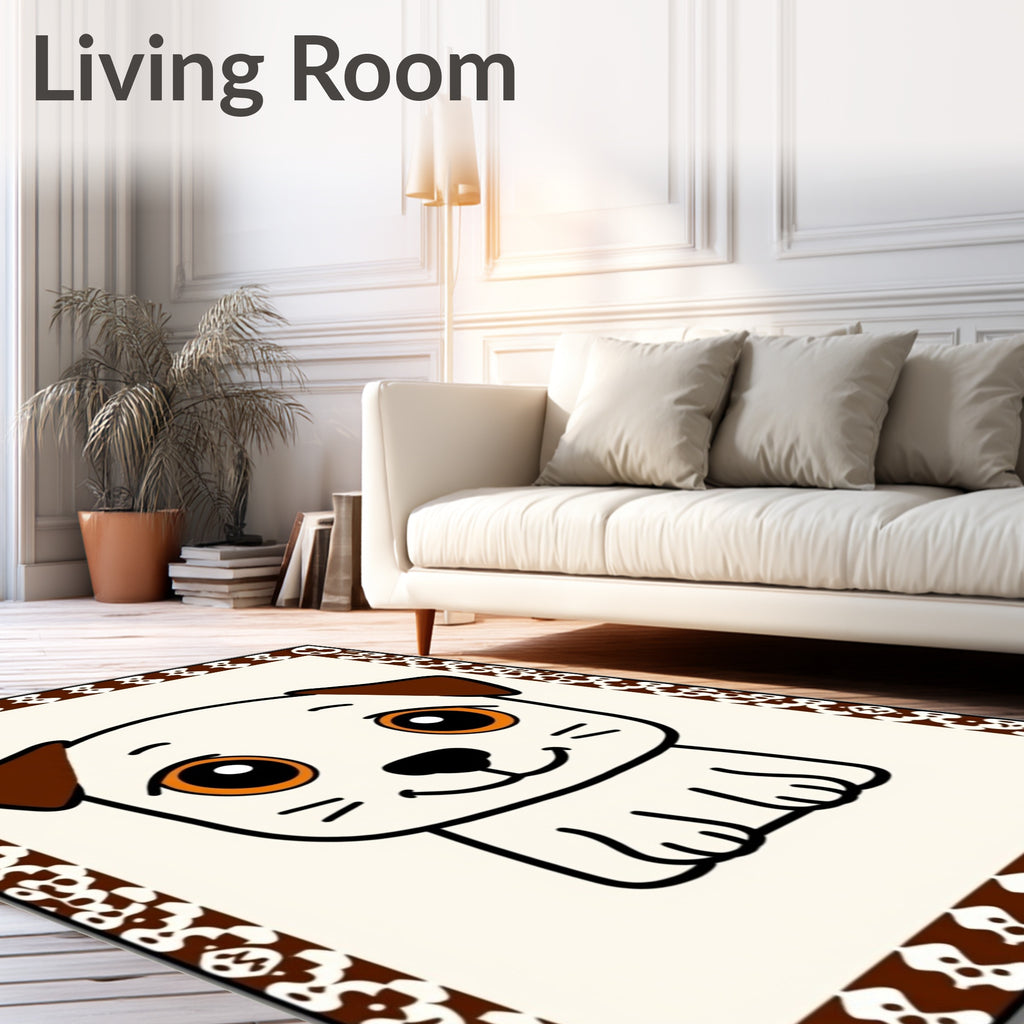 Cute Cream Puppy With Brown Ears Rug