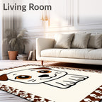 Cute Cream Puppy With Brown Ears Rug