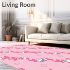 Sweet Pink Kawaii Fish Floral Rug